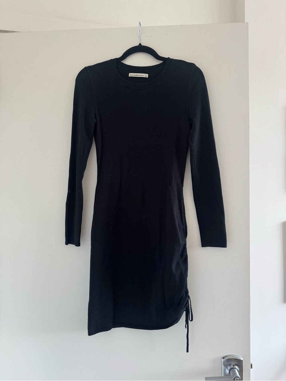 Abercrombie & Fitch Black Long Sleeve Side-Tie Knit Dress